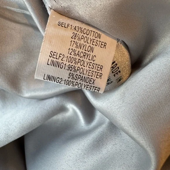 Kay Unger Sheath Dress Navy Blue Lace and Pewter Tweed Womens Size 12 - Picture 14 of 16